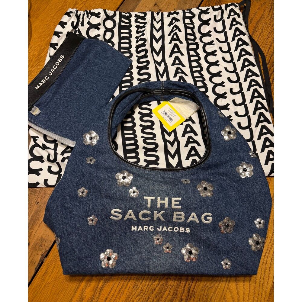 NWT Marc Jacobs The Sequin Denim Daisy Sack Bag Dust Bag Included